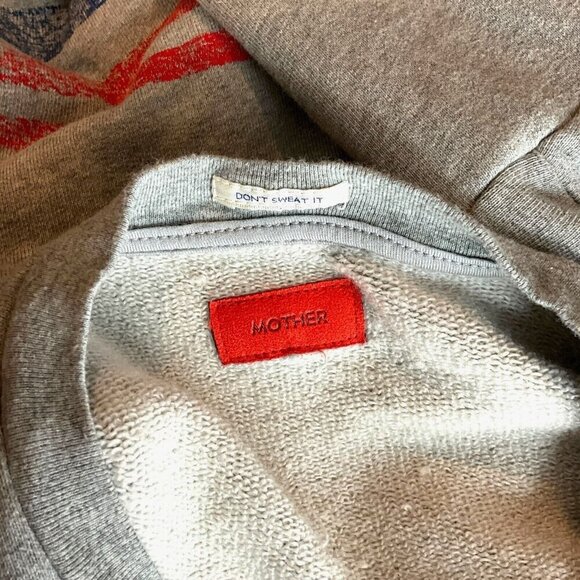 MOTHER Size S Drop Square Sweatshirt Stars Gray Pullover Crew Neck Long Sleeve - Picture 6 of 9